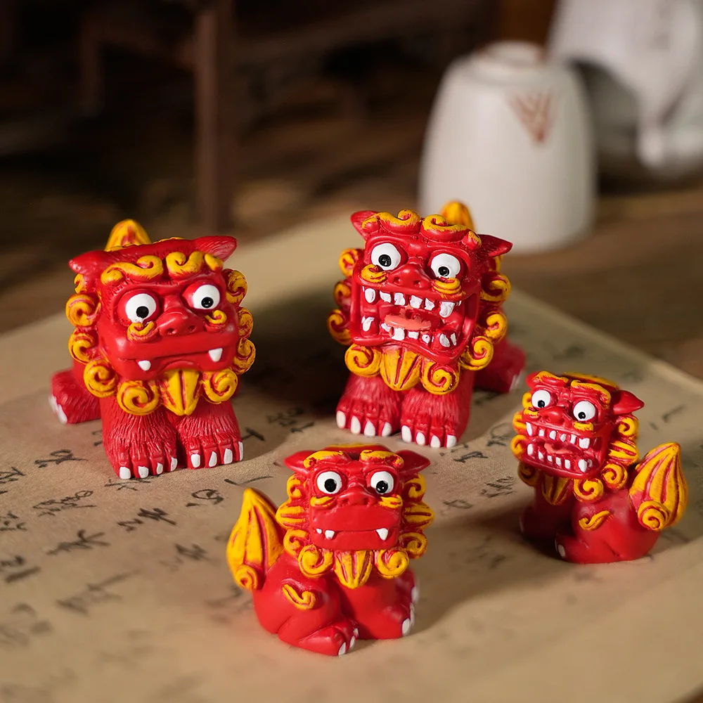 Festive National Trend Lucky Lion Sculpture Office Desktop Living Room Study Indoor Home Decor Business Opening Souvenir Gift