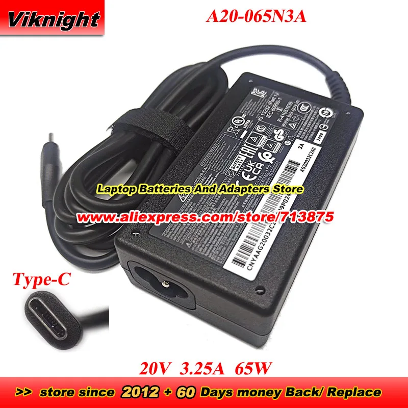 A20-065N3A AC Adapter 20V 3.25A 65W A065RP99P A065RPA7P A065RP49P Type-C for 515 CB515-1W N21Q8 FEIFANG S5 S3 LEMUR PRO LEMP13