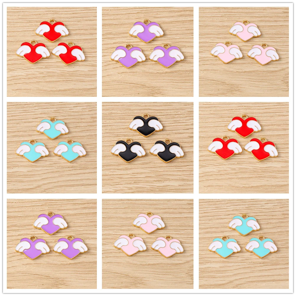 

Tusember 10pcs Cute 12*17mm White Angel Wing Hearts Charms for Earrings Necklaces Bracelet Jewelry Making DIY Handmade Craft