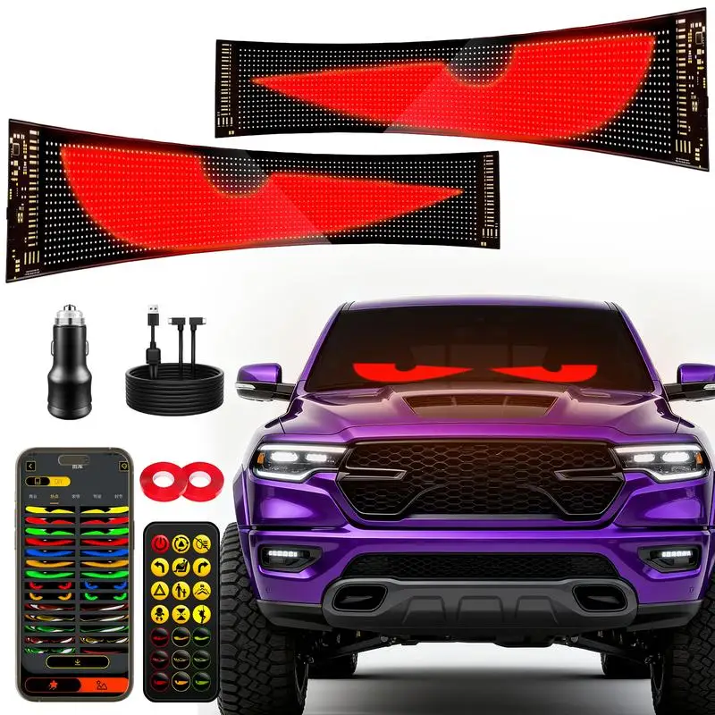 

APP Remote Control Truck Devil Eye LED Pixel Panel Light 5V/2A DIY Custom Text Lighting Scrolling Foldable For Board Windshield