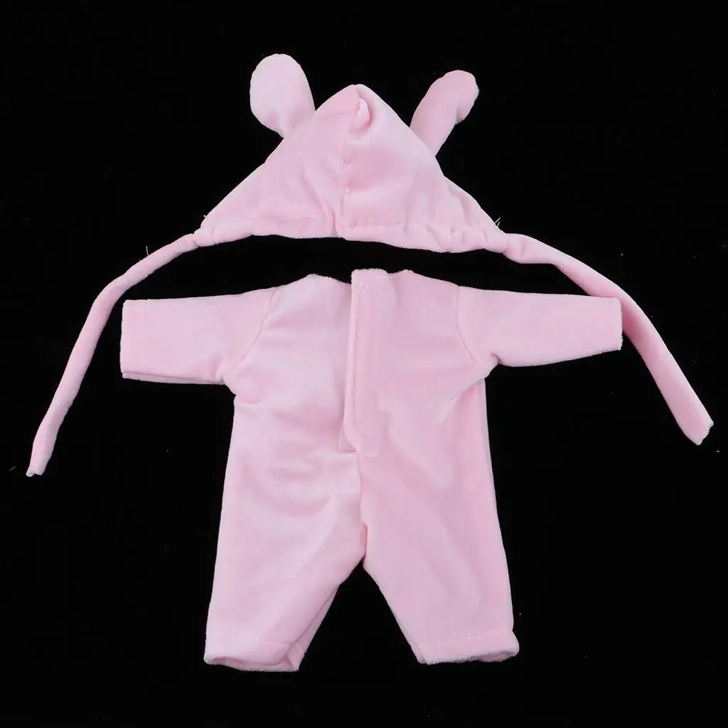 2pcs Lovely Plush Jumpsuit Hat Suit for 25cm Mellchan Baby Doll Accessories Pink