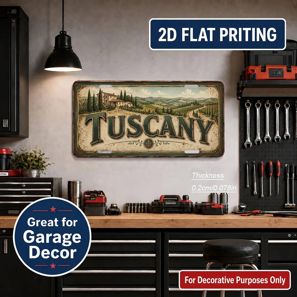 2D Flat - 【2D Flat】 2D Flat - [2D Flat] 2D Flat, 1pc, Tuscan Theme Retro Sign, for Decoration Solely, Home Decor, Birthday Gift,