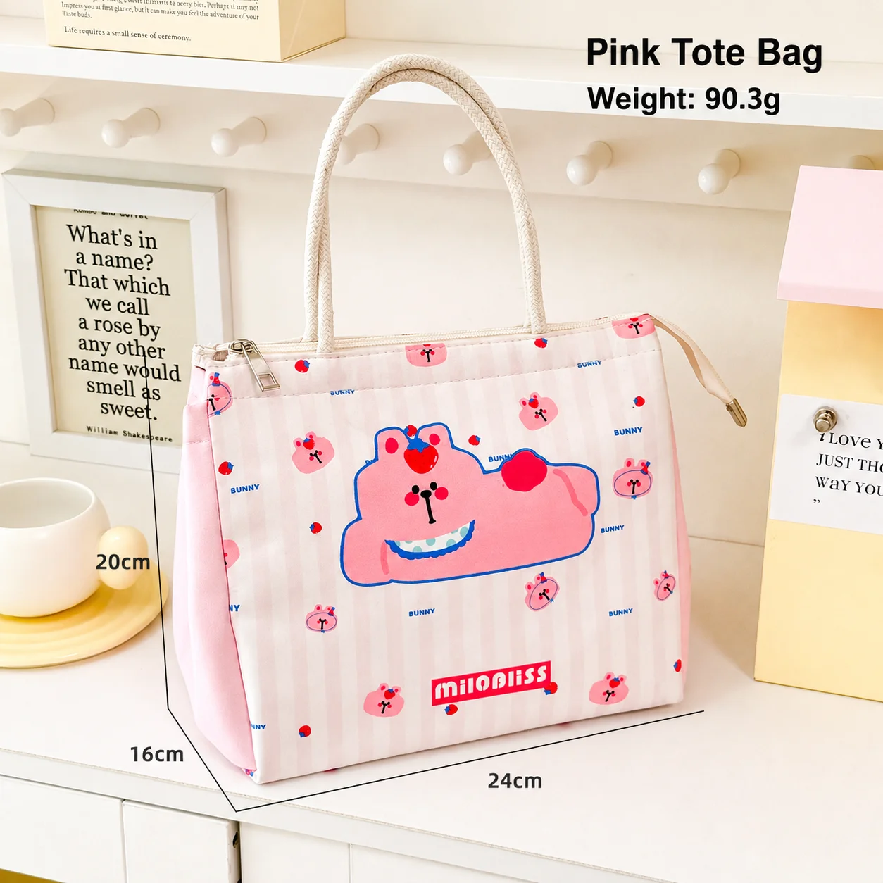 Portable Lunch Bag Stain-Resistant Aluminum Foil Lined Lunch Bag Cartoon Lunch Tote Lightweight Cute Insulated Bag For Daily