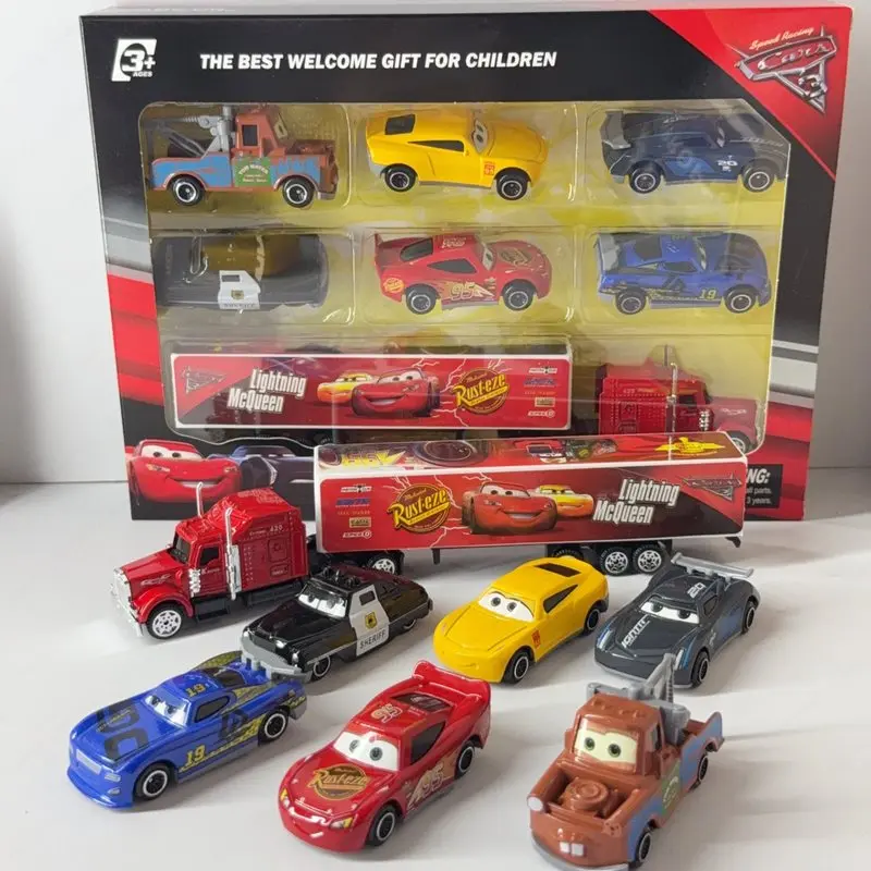 Hot Sale Cars 3 Alloy Alloy Car Model Set Gift Box Lightning Mc Transportable Trucks Racing Vehicle Toy Collectible Toy Gift