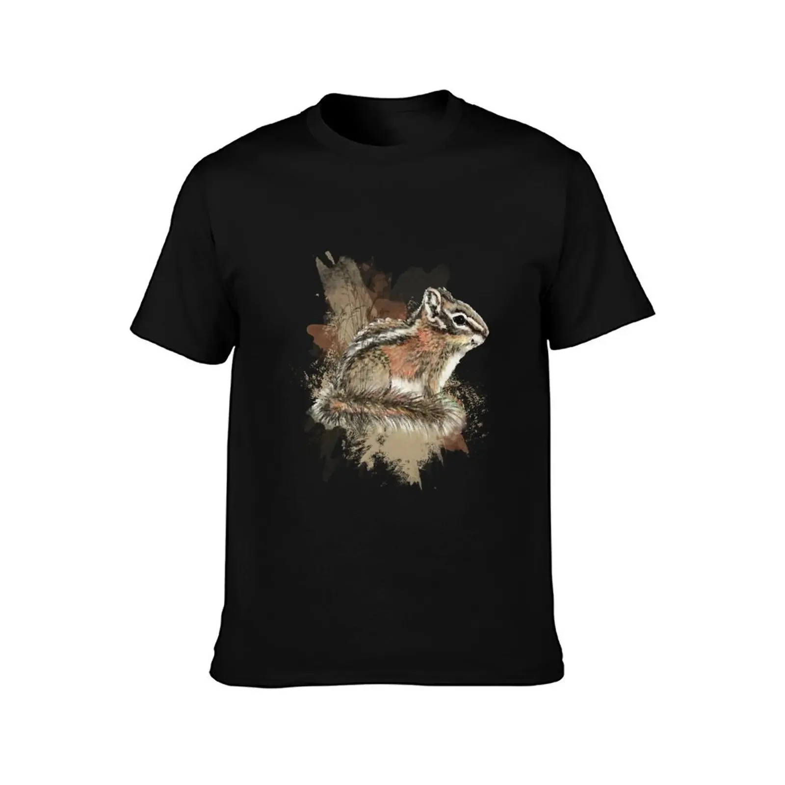 Watercolor Cute Little Chipmunk Animal Wildlife Nature Art T-Shirt vintage clothes funny shirt cotton mens big and tall t shirts