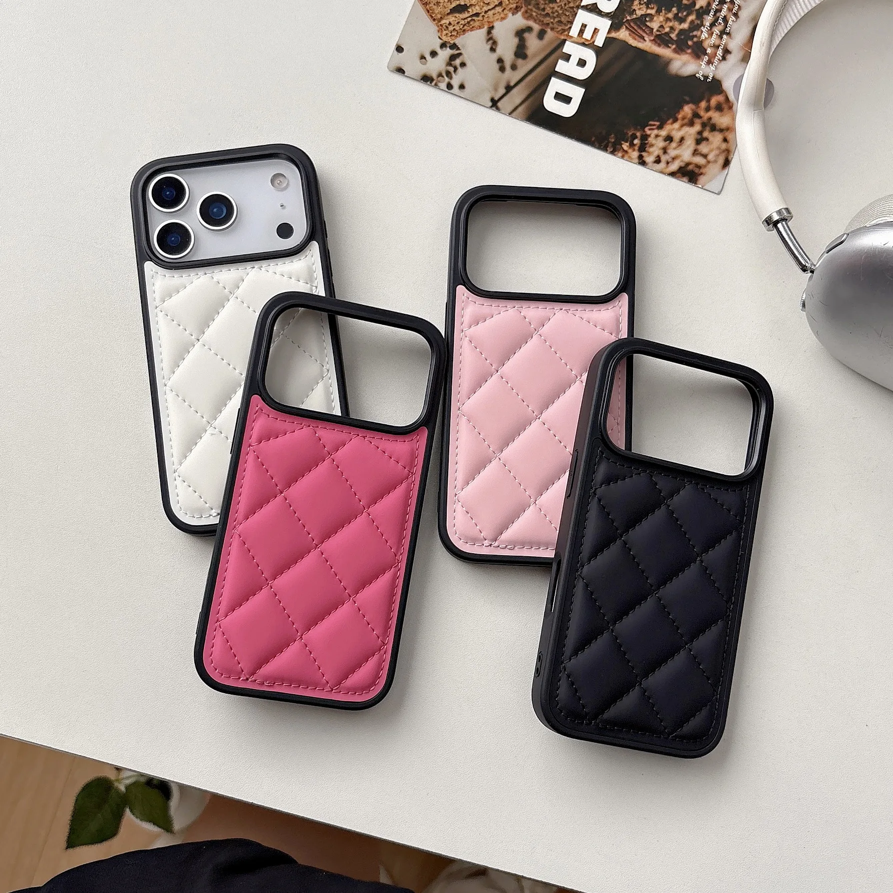 Apple iPhone 17 Pro Max Case Quilted Down Jacket Design Chanel Style Phone Cover for iPhone 16/15/14/13 Pro Max Slim Protective