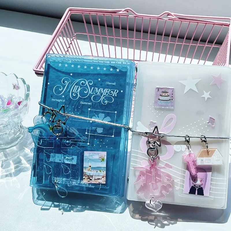 

Cute A7 Binder Trifold PVC Cover Organizer Refreshing Summer Ocean Theme Planner with Charm Accessory Divider Pages Notebook