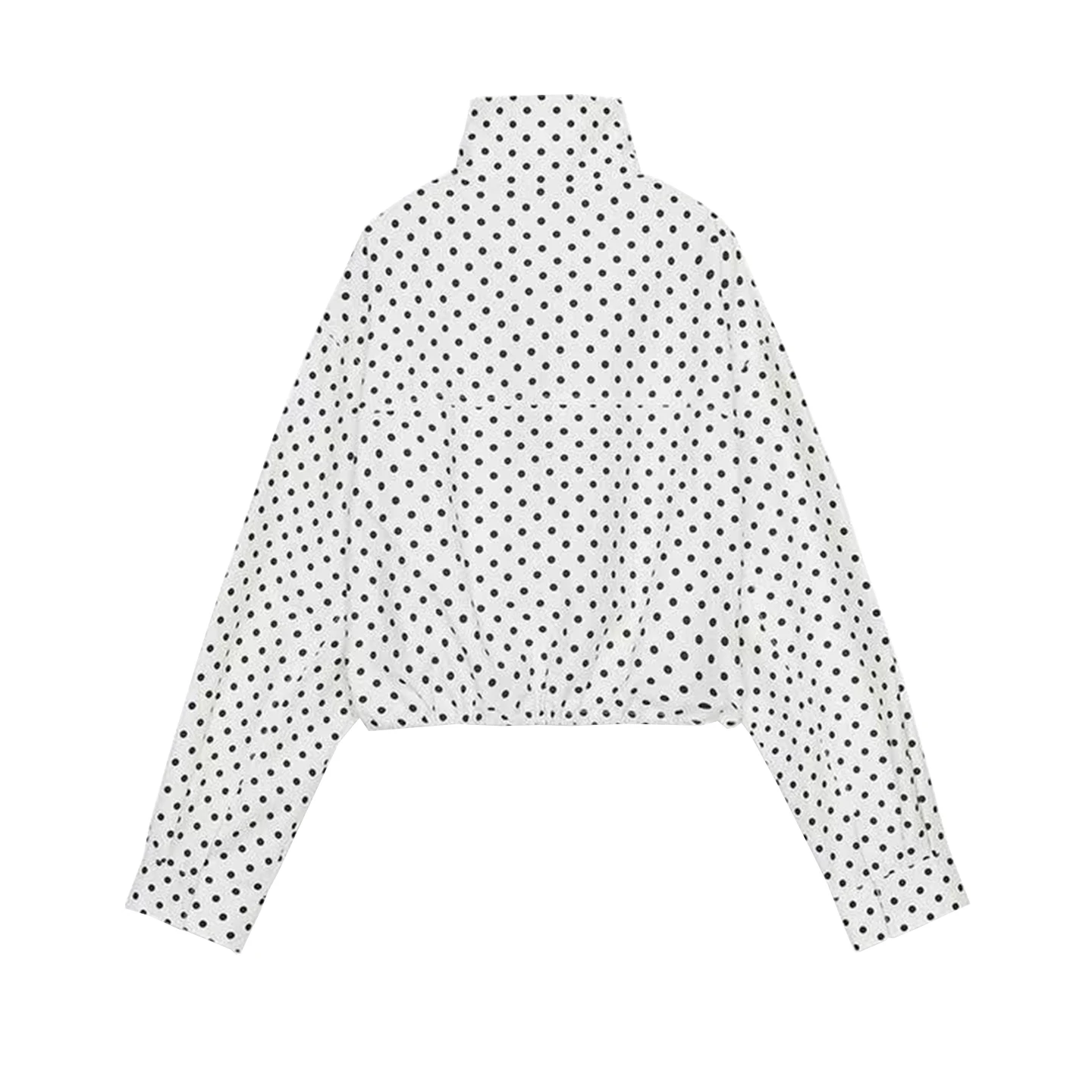 

Ele Polka Dot Bubble irt Jaet Women's Sle Summer New Arrival Z Loose Fit Polyester Long Sve Zipper Closure