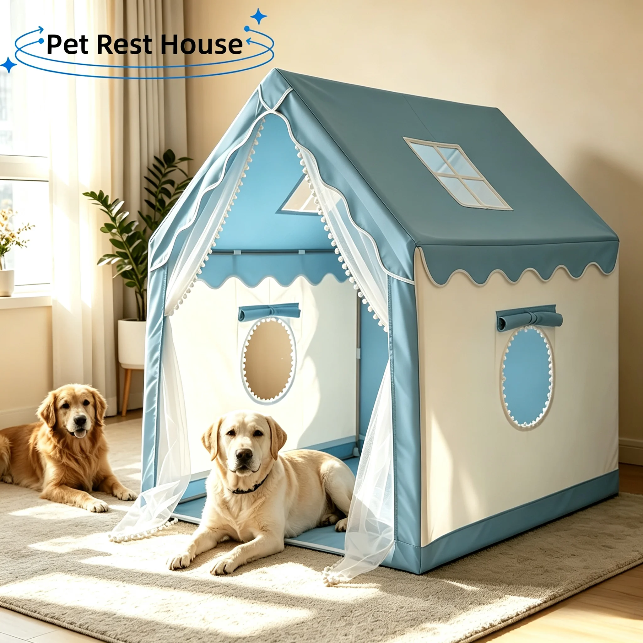Large Indoor and Outdoor Dog and Cat Kennels, Breathable Pet Rest Houses, Portable Cat and Dog Shelters, with Storage Bag, Easy to Assemble and Clean, Lightweight Design Suitable for Dogs, Cats, Small Animals, and Livestock, an Excellent Gift for Pets - view 2