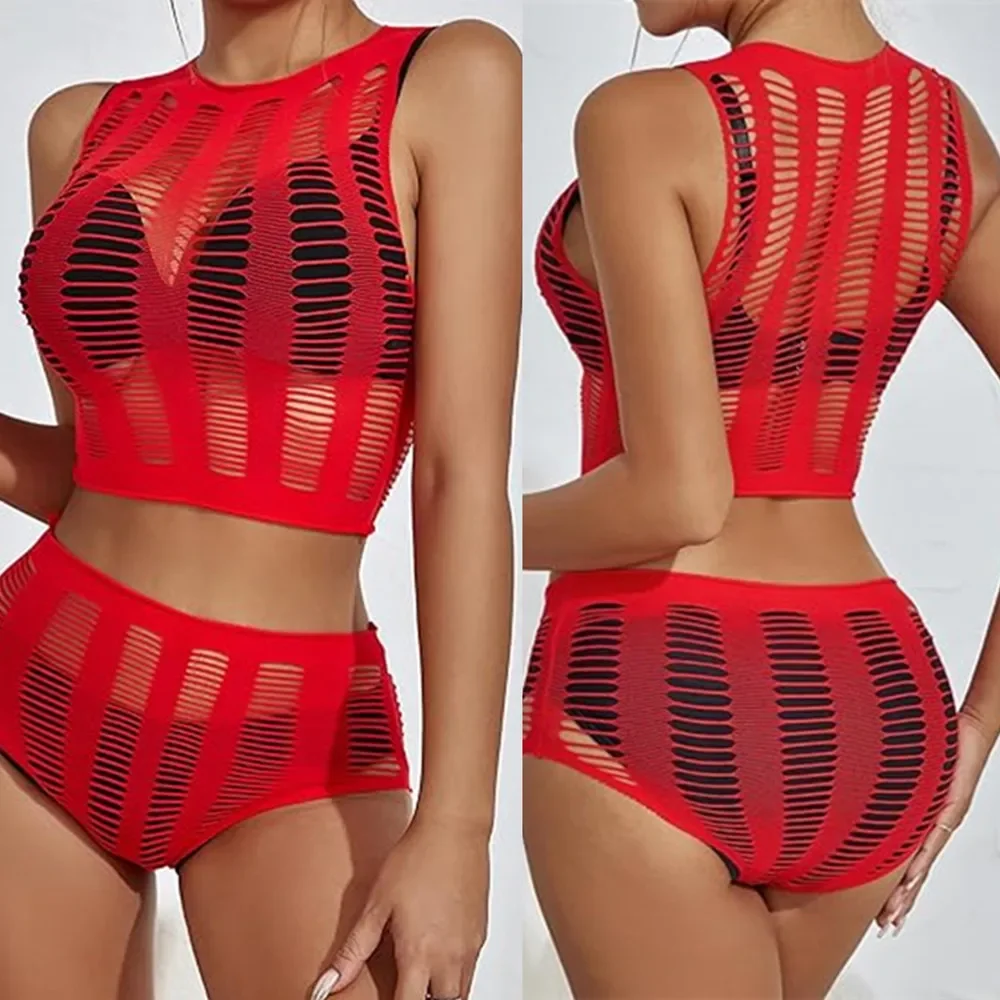 Hot Fishnet Bodysuit Sensual See Through Hollow Tight Lingerie Clothes Sexiest Fishing Net Body Suits Adult Porn Bodystocking