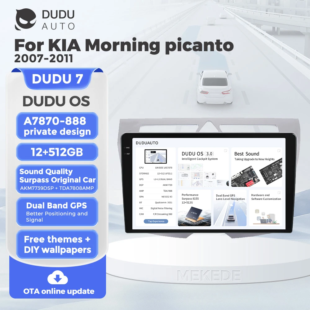 DUDUAUTO DUDU 7 A7870 TDA7808 DSP Android 13 Carplay Auto Car Radio Player Intelligent System For KlA Morning picanto 2007-2011