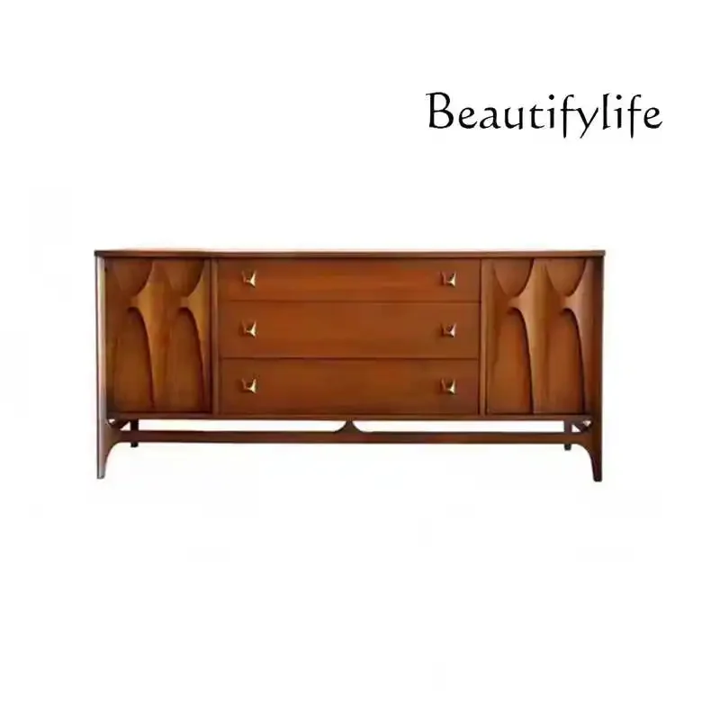 

French retro solid wood dining side bedroom chest cabinet cherry wood storage medieval entrance cabinet