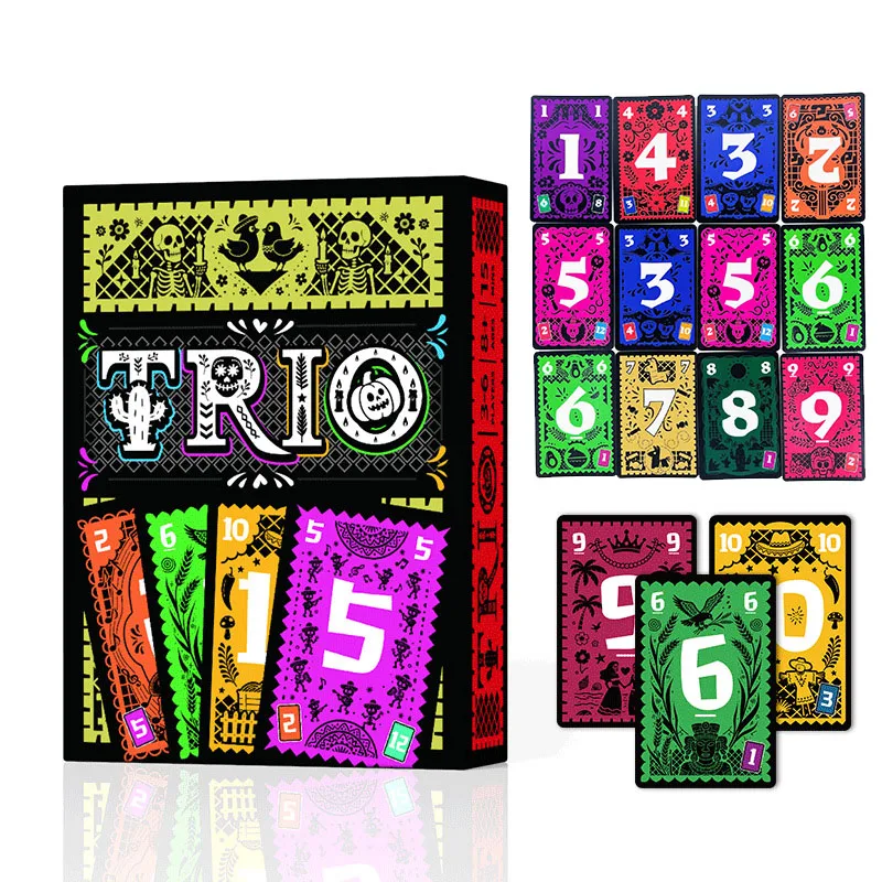 TRIO Memory Trio, Juego de Mesa Estratégico, Multijugador, Interactivo, Familiar, de Cartas, para Amigos, Adultos, Niños, Juego de Cartas Temáticas para la Noche de Juegos