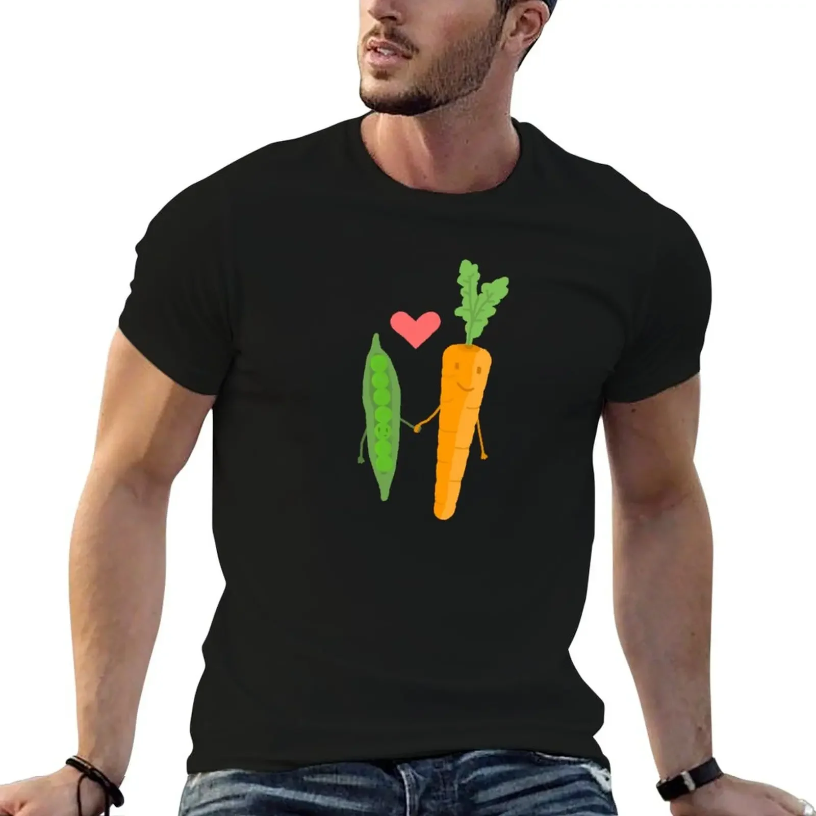 Peas & Carrots in love T-Shirt anime blanks blacks funny shirt cotton mens fashion