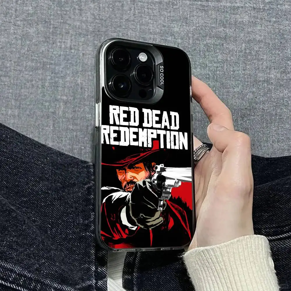 حافظة هاتف RDR2 لهاتف آيفون 17 إير 16 15 14 13 12 11 برو ماكس بلس غطاء خلفي فضي مقاوم للصدمات