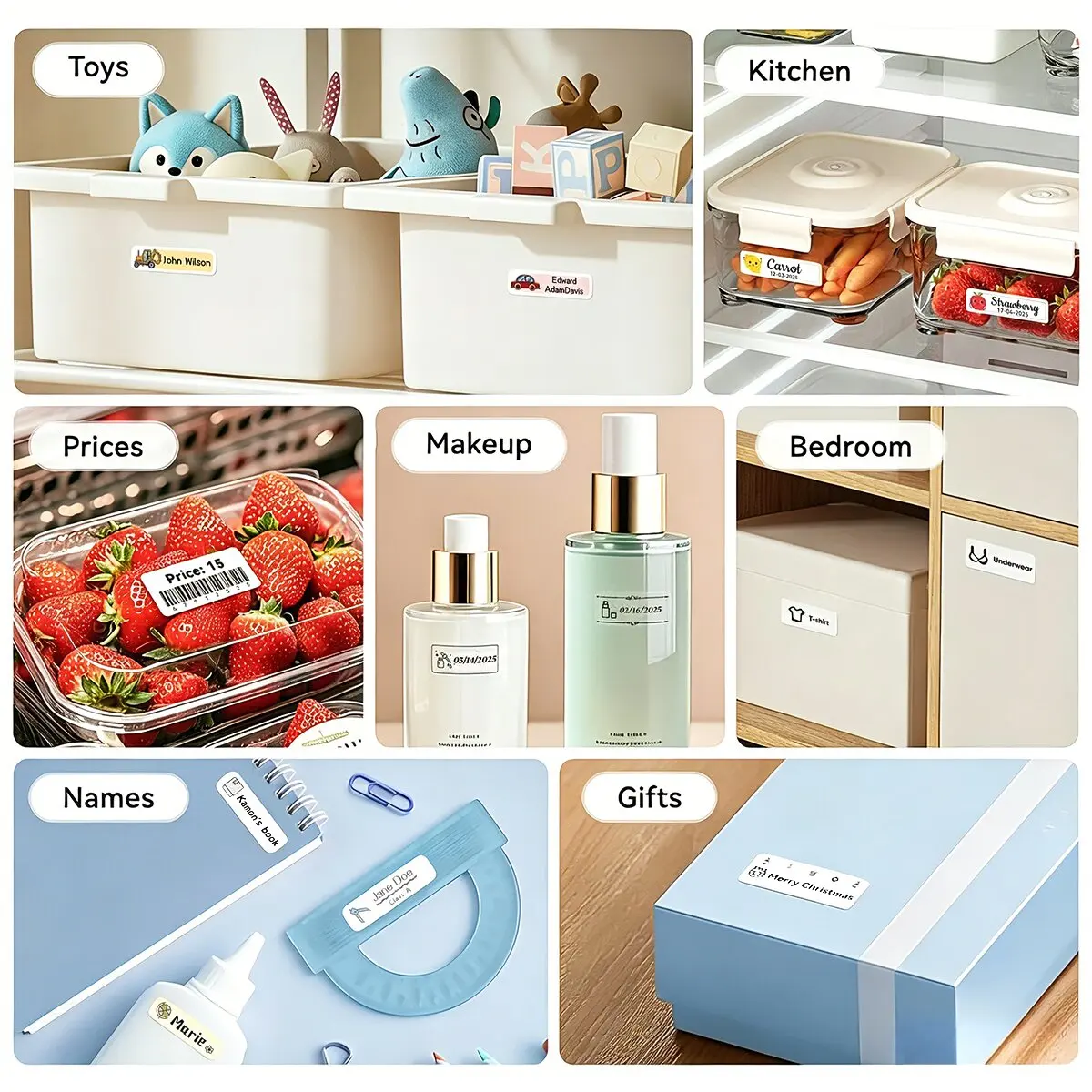 Portable Mini Label Printer Bluetooth Inkless Self-adhesive Thermal Labels Printer Sticker Maker Adhesive Mini Labeling Machine