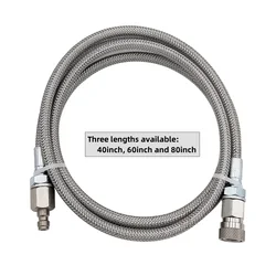 High Pressure Hose Stainless Braided Fill Whip Extension Tube 40''/60''/80'' Length With 8MM Quick Disconnect