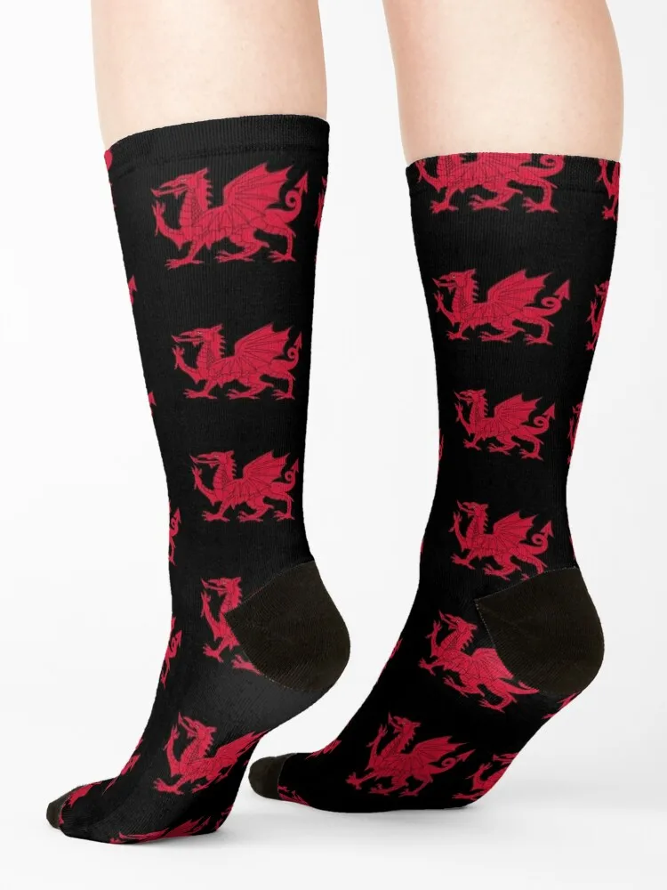 Red Welsh Dragon - Flag of Wales - Sport T-Shirt Sticker Bedspread Duvet Socks happy Rugby Socks For Women Men's