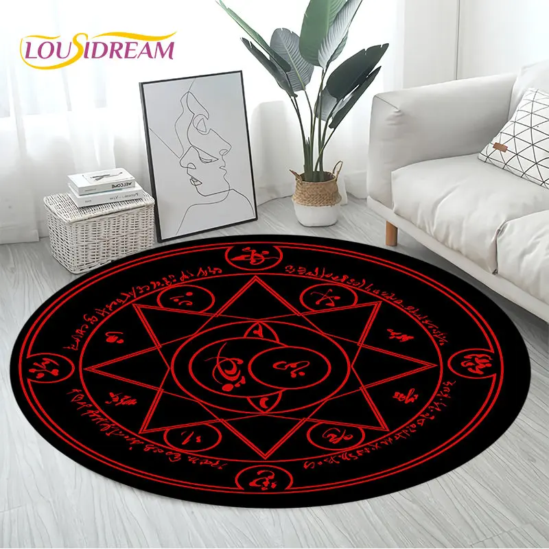 Viking Valknut Yggdrasil Sóc Cây Khăn Trải Tròn Thảm Thảm Cho Phòng Ngủ Phòng Khách Sofa Trang Trí, bé Chơi Chống Trơn Trượt Sàn