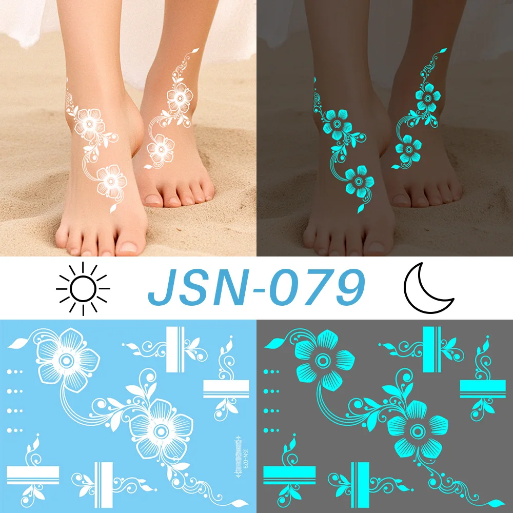 

The new Henna starry moon luminous butterfly face sticker Henna arm sticker white