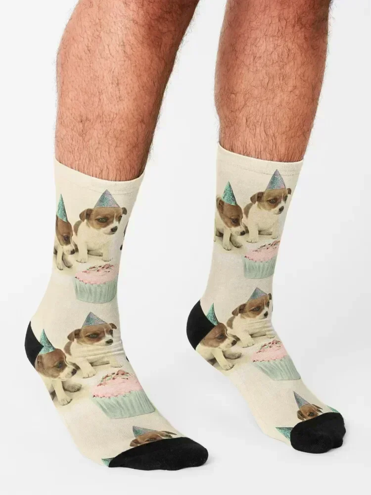 Vintage Puppy Birthday Card Socks new year soccer anti-slip hiking gifts Socks Men Women's