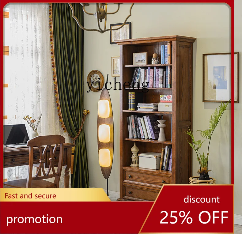 

CZ Solid Wood Small Bookshelf Without Doors Display Cabinet Vintage Bookcase Display Cabinet