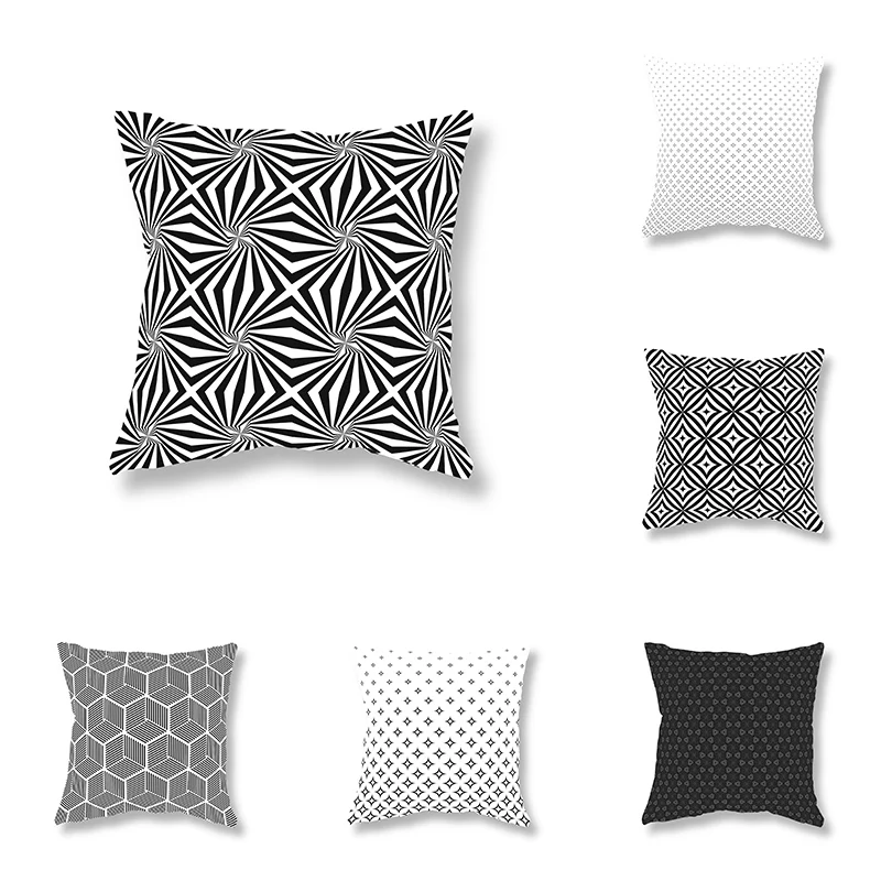 

Fashion Black and White Simple Geometric Throw Pillow Cover Sofa Decor Office Game Chair Cushion Room Home 45x45cm