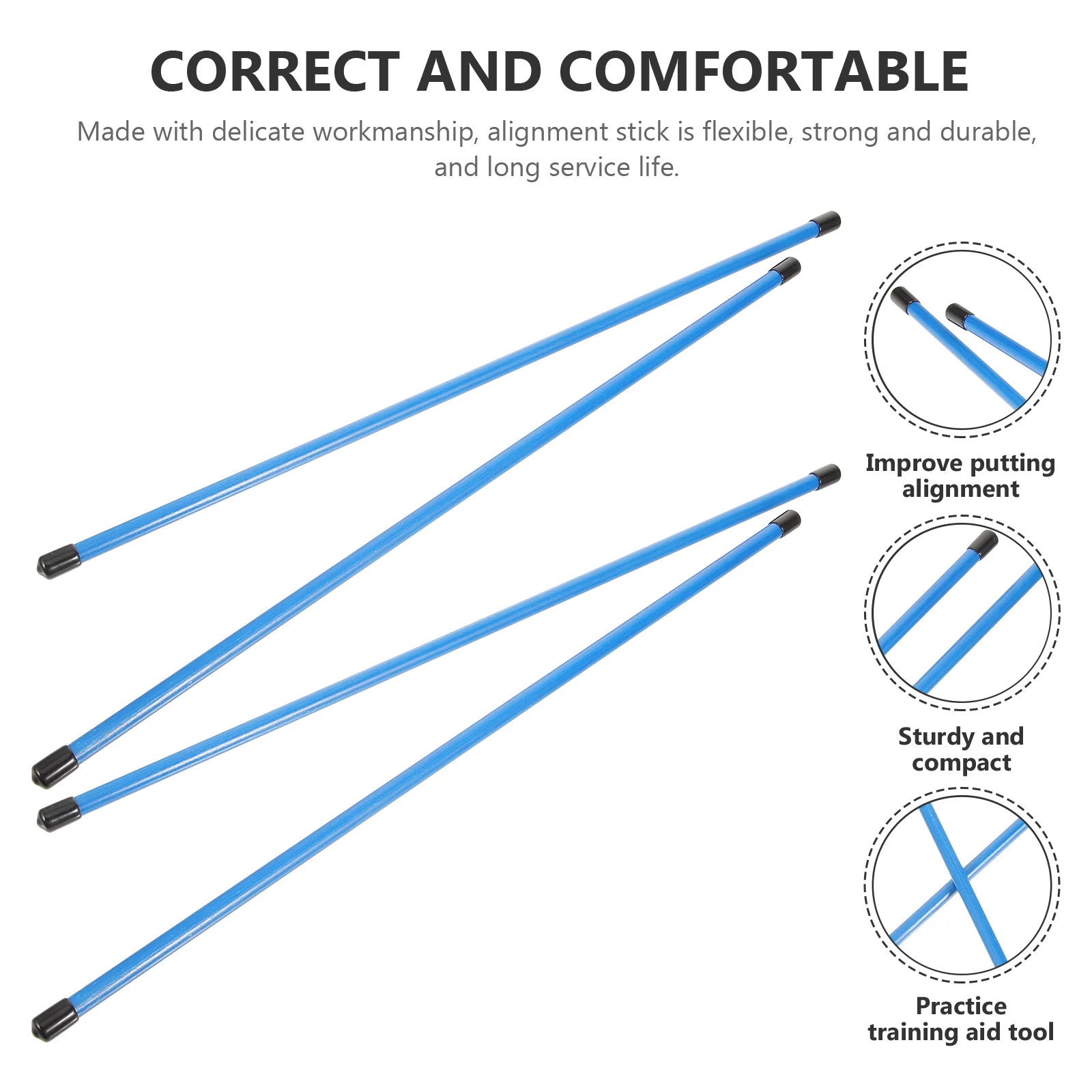 Ayuda para la práctica de Golf, palos de alineación, equipo de palos de alineación, varilla amarilla de fibra de vidrio para Fitness, 4 Uds.