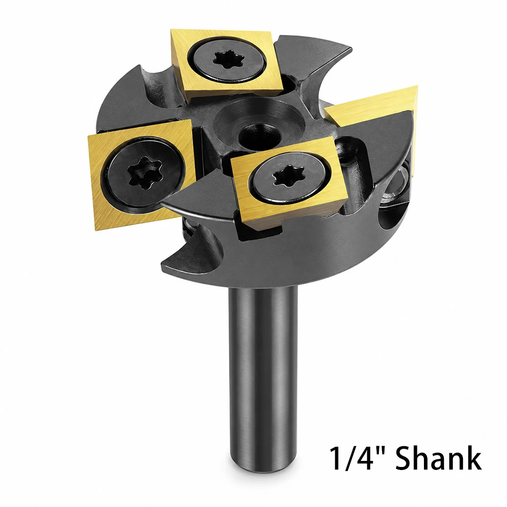 Indexable Replaceable 4 Flute Grooving T‑Slot Router Bit 1/4" Shank Cleaning Bottom For Woodworking Trimming Milling Cutter