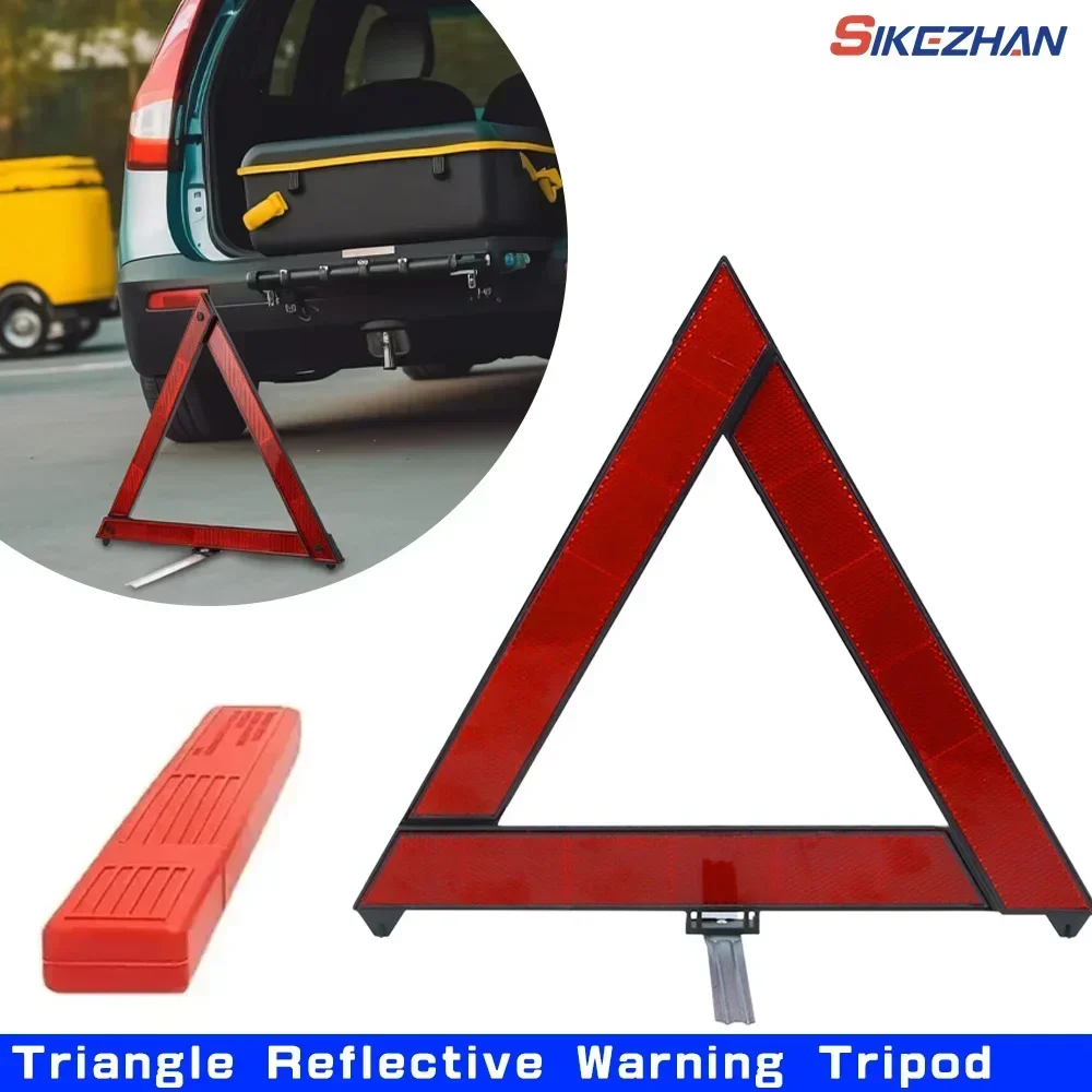 

Car Triangle Reflective Warning Tripod Foldable Emergency Breakdown Warning Triangle Red Reflective Safety Hazard Car Tripod