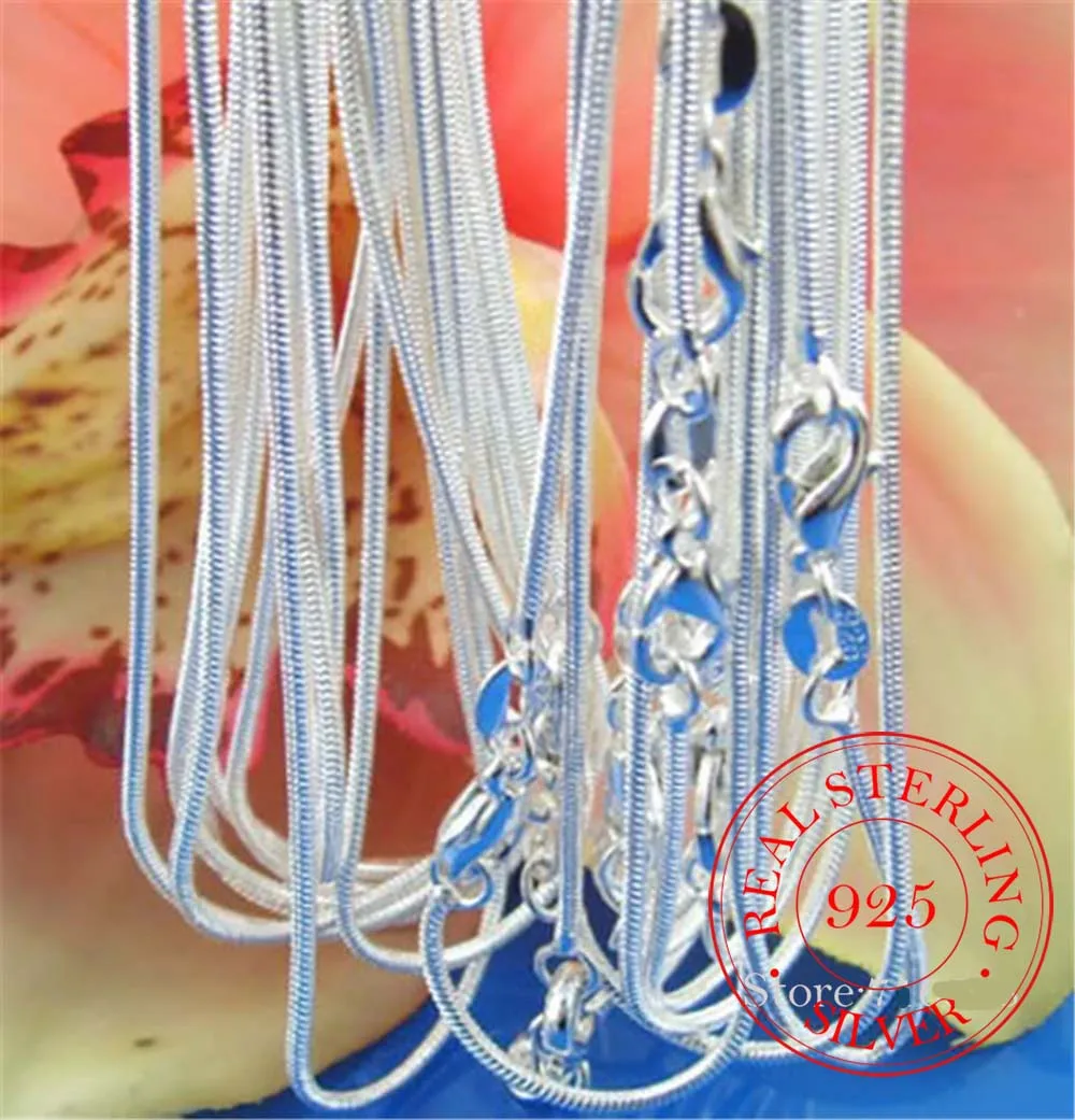 10pcs/lot Promotion! Wholesale 925 Sterling Silver Necklace Silver Fine Jewelry Snake Chain 2MM 16-30inch Necklace for Women Men