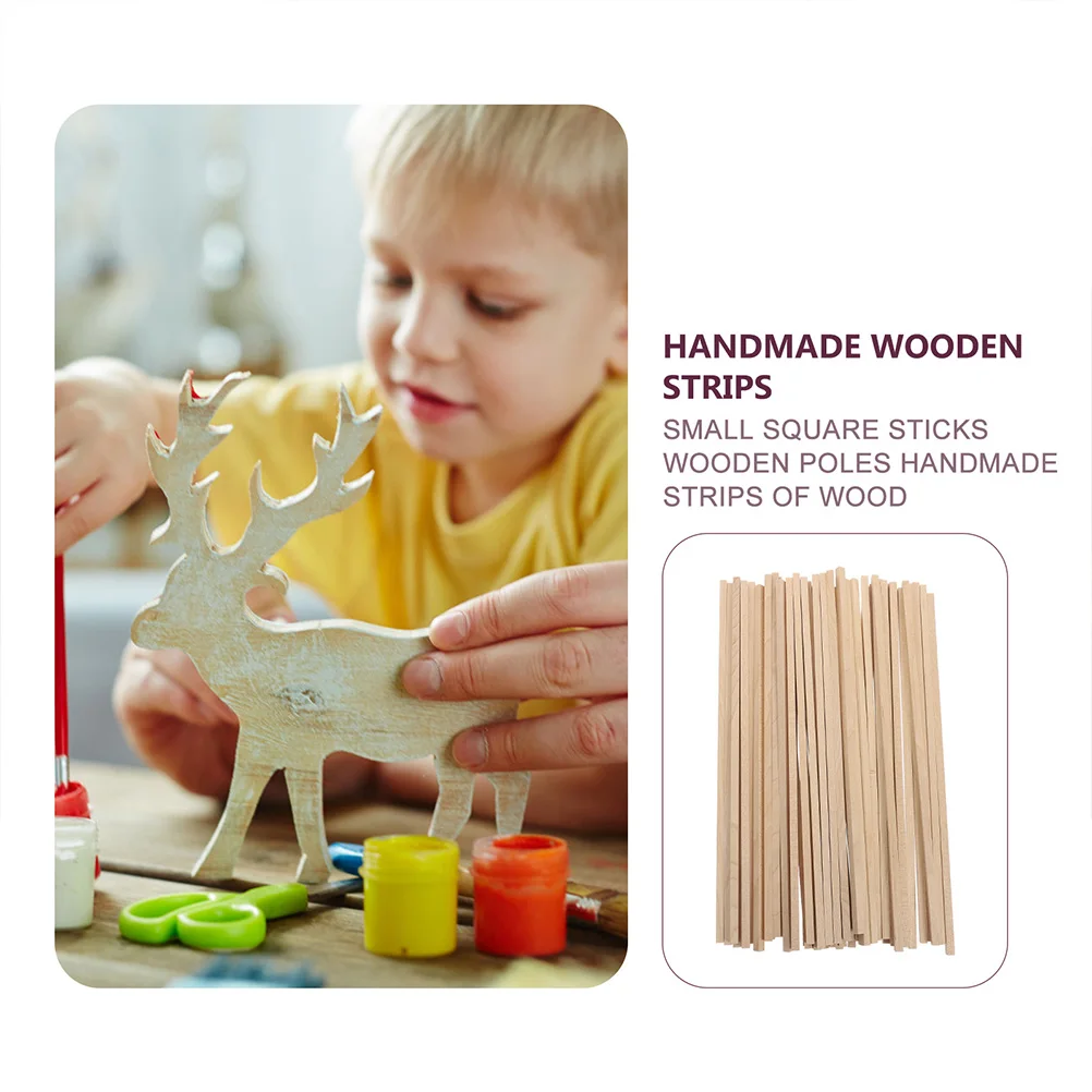 

90 Pcs Sticks Wooden Poles and Strips Handicraft DIY Material Solid for Woodcraft