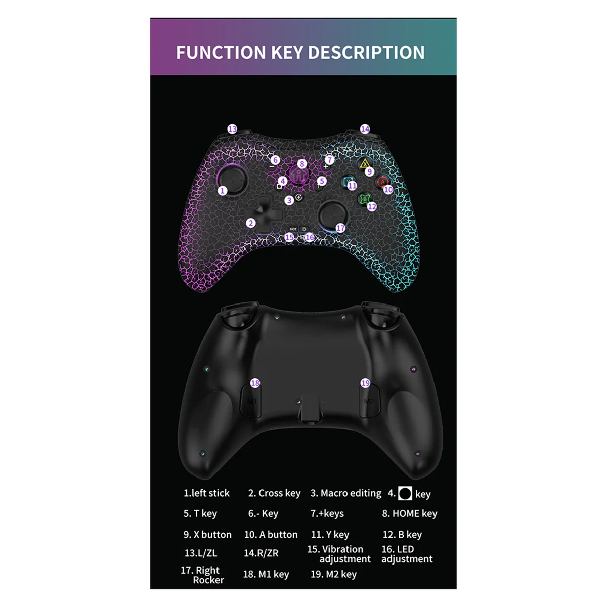 Caldo! Console di gioco wireless + supporto per Switch/Android/Ios/Pc Giroscopio a 6 assi Joystick ad alta precisione Rgb Bluetooth Gamepad C