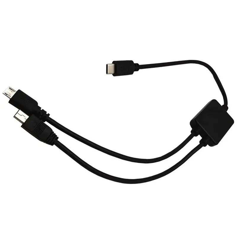 USB 3.1 Type-C 2-in-1 OTG Cable with Dual Data Chips, USB 3.1 Type-C Male to Mini 5P Male/Micro 5P Male OTG Adapter Cable