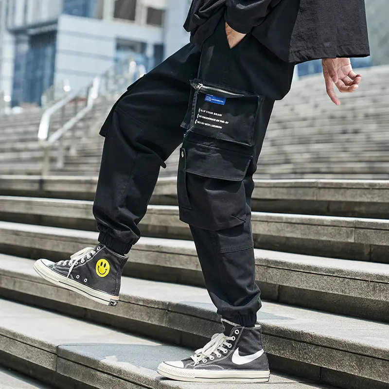 Men's Tactical Pants Elastic Waist Cargo Large Size Cotton Pants Multi-Pocket Trousers Sports Training Work Pants
