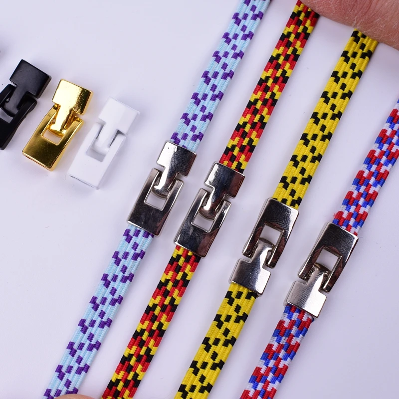 

1 Pair DIY Shoelaces Buckle Metal Lock No tie Shoe Laces For Sneaker Quick on and off Shoes Accessories Metal Buckle