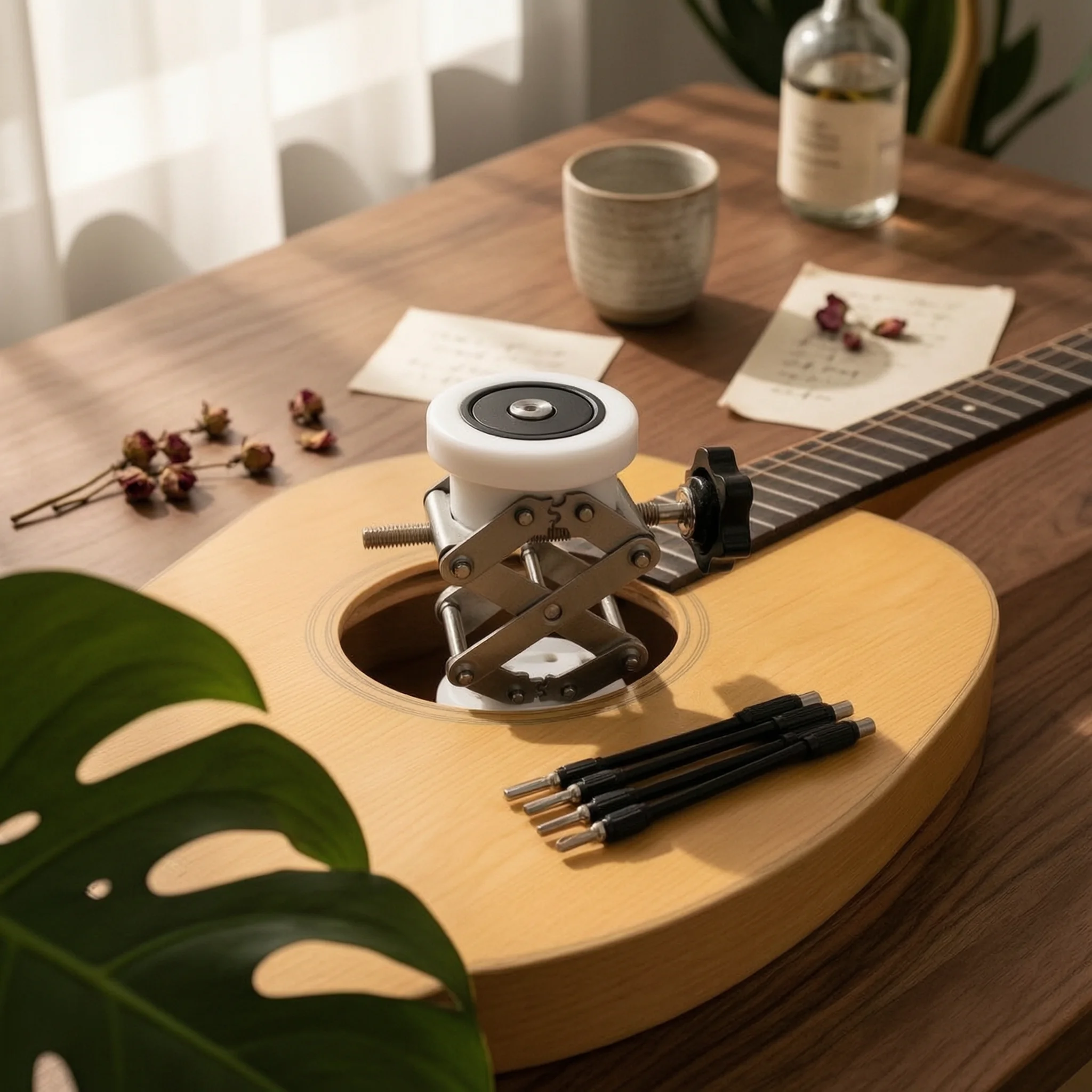 Guitar Repair Jack with Magnetic Components Metal Acoustic Guitar Repair Jack Sturdy Accurate for Luthiers, Luthier Workshop