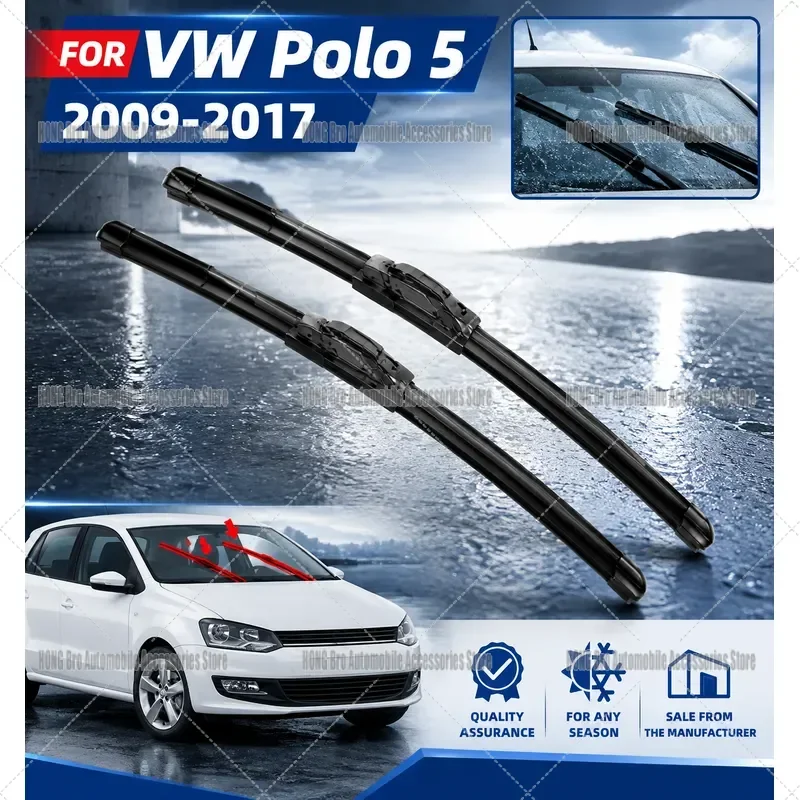 For Volkswagen Polo 5 MK5 GTI Hatchback 2009-2017 Front Rear Windshield Wiper Blades LHD 24 16 11 Inch Rain Cleaning