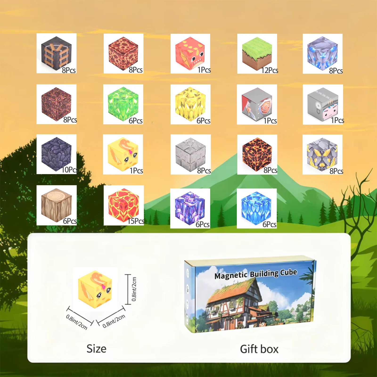 Blocs magnétiques série Mine et montagne de lave, jouet Architectural ABS de qualité alimentaire pour enfants de 3 ans et plus, cadeau d'hiver idéal