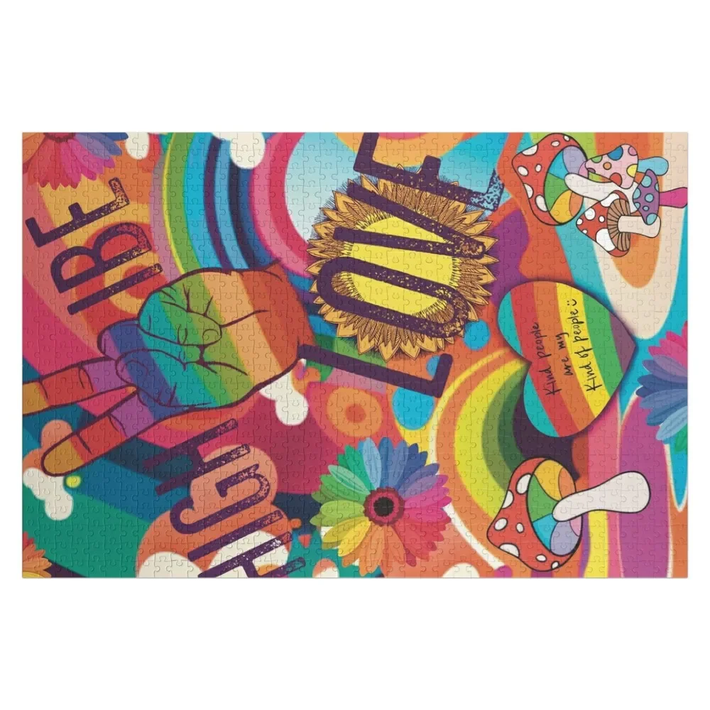 

High Vibration Rainbows and Love Jigsaw Puzzle Woods For Adults Adult Wooden Custom Wooden Name Puzzle