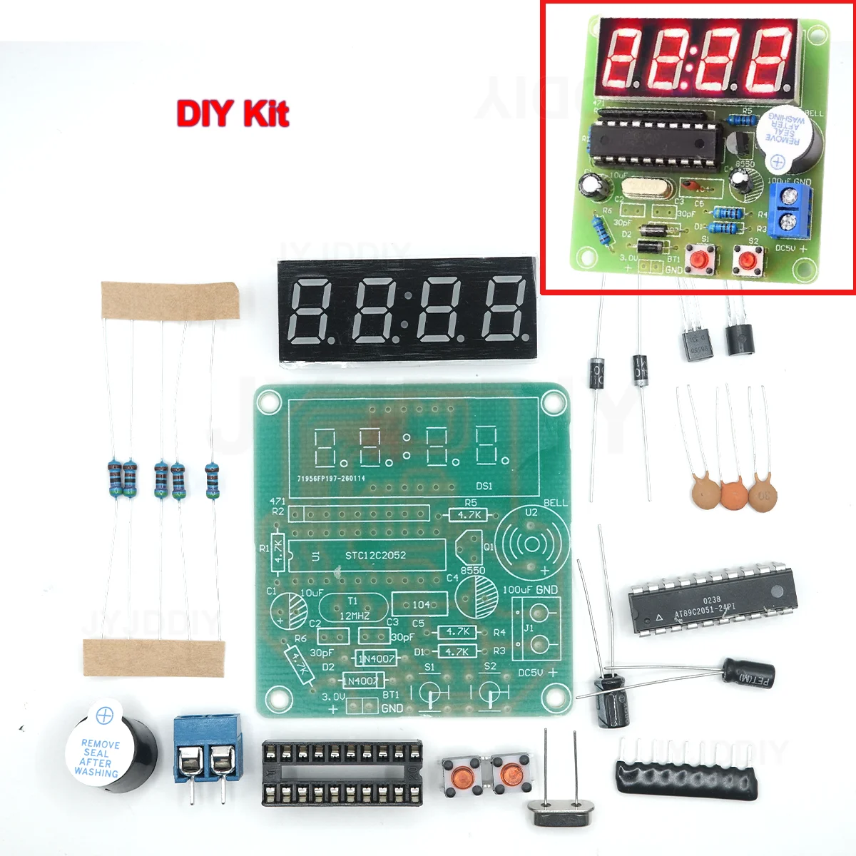 AT89C2051 Digital 4 Bits Electronic Clock Electronic Production Suite DIY Kit Learing Kit for Arduino