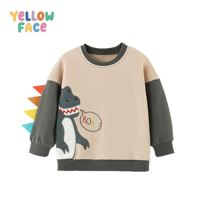 New Children T-shirt Boy Cotton Pullover Casual Sportswear Kids Embroidered Long Sleeve Sweatshirt Crewneck Dinosaur Sweatshirt
