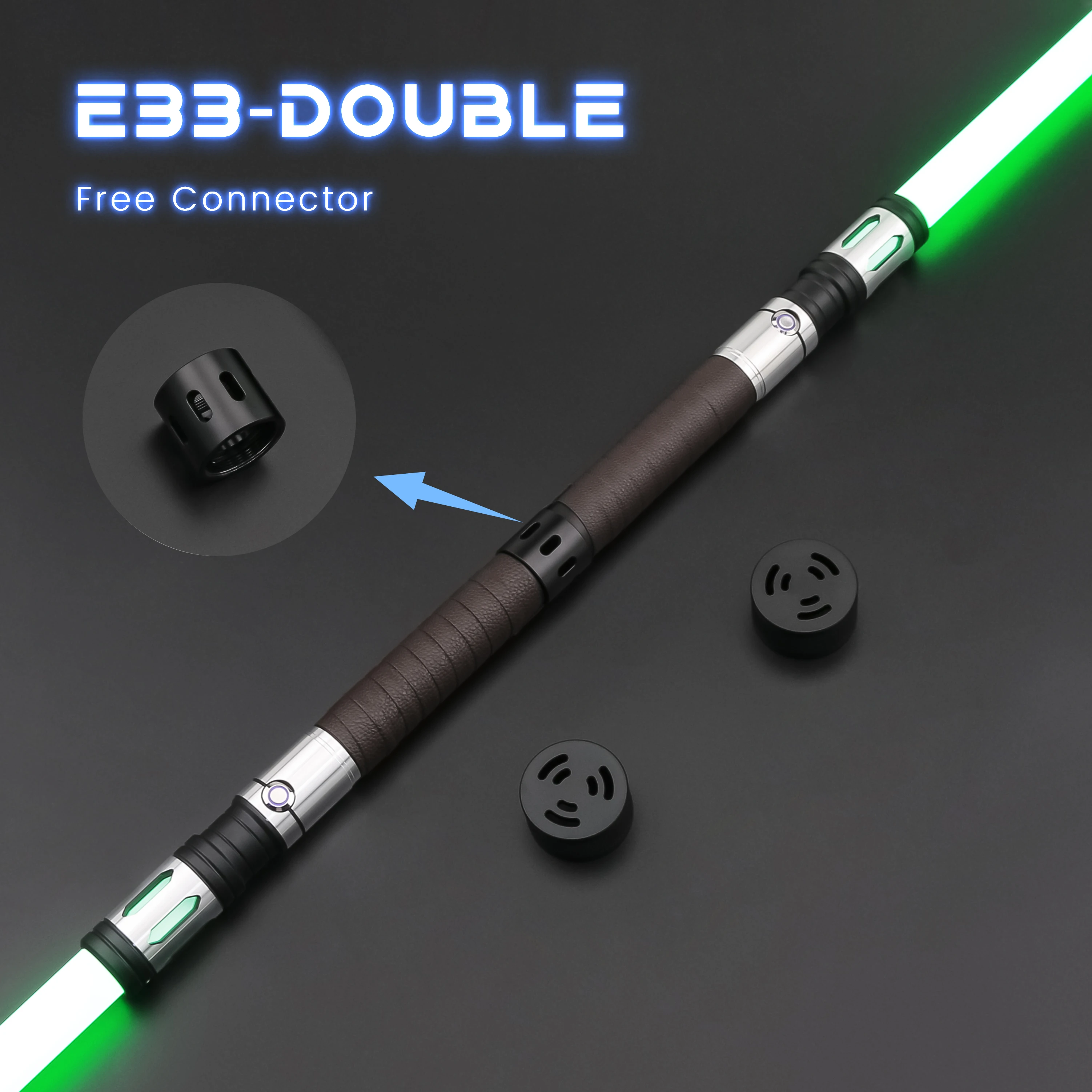 TXQSABER E33 Double-edged Sword Heavy Dueling Lightsaber Double Blade comes with Free Connector Leather Strap RGB Neo Pixel FOC