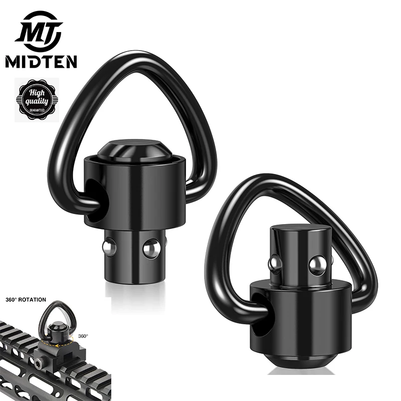 MidTen Two-Point Sling Swivel Stud Clip 360° 2 Pcs Black Hunting Scope Mounts Quick Release QD Adapter Accessories