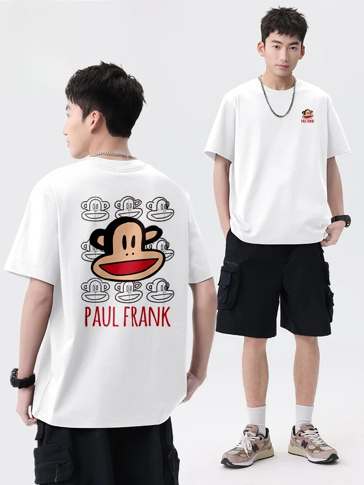 

Monkey Cartoon Print ort Sve Cotton T-irt Men's Summer Youth White Breathable Loose Fit round Ne Tee
