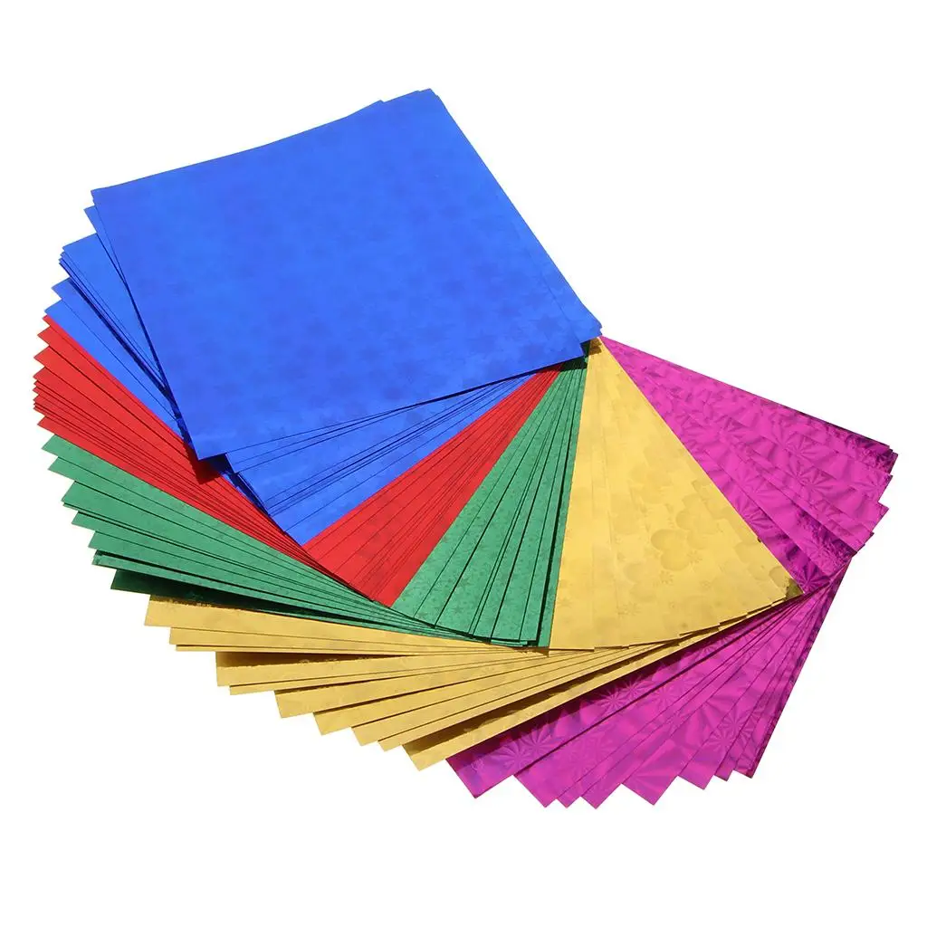 2-6pack Colorful Folding Hologram Origami Paper for Kids DIY Craft 50pcs 15x15cm