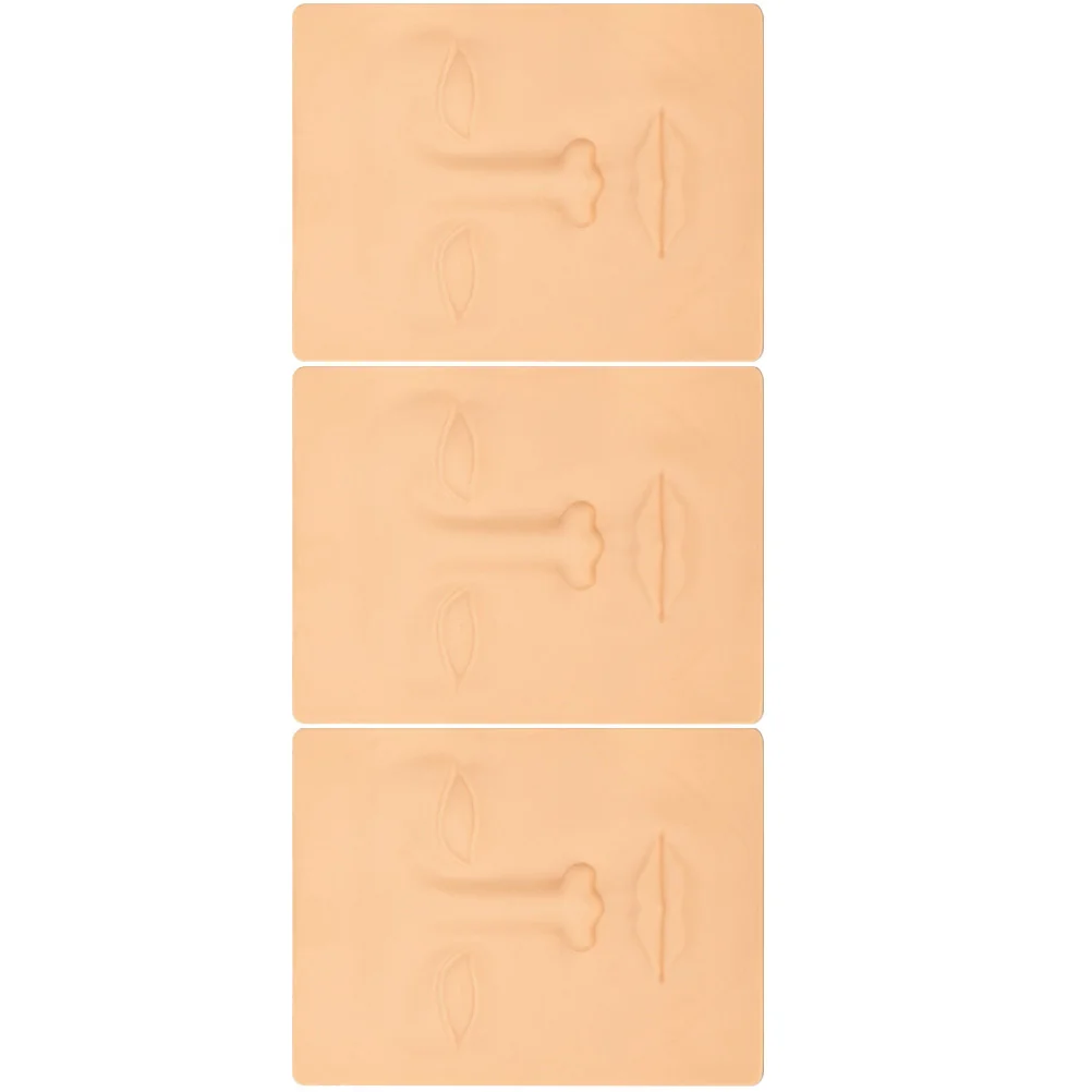 

3 Pcs Silicone Face Tattoo Practice Skin Eyebrow Embroidered Three dimensional Eyeliner Makeup Beauty Salon Fake Realistic Human