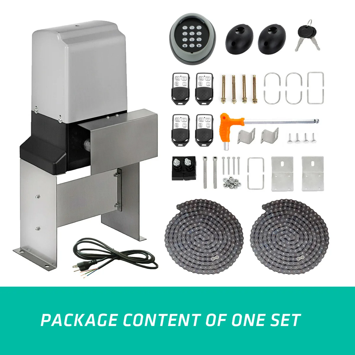 Imagem -03 - Kit Abridor de Portão Deslizante Elétrico Automático Operadores de Portas Motor ac Controle Remoto e App 1500kg 550w