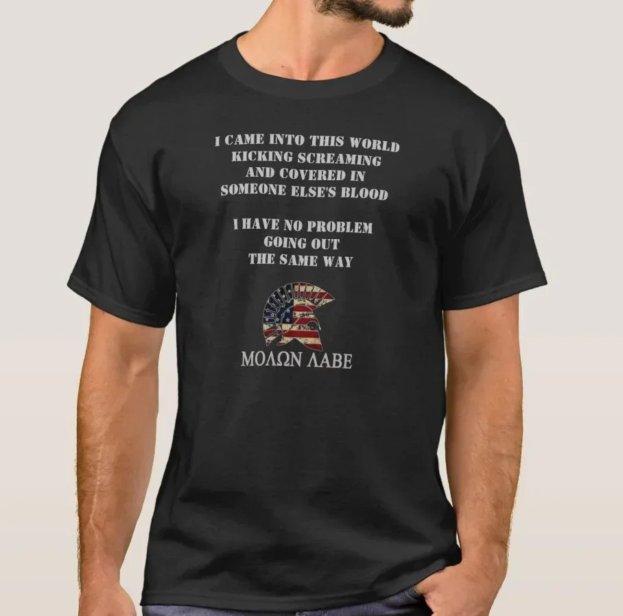 

American Flag Spartan Helmet MOLON LABE Inscriptions T-Shirt 100% Cotton O-Neck Short Sleeve Casual Mens T-shirt Size S-3XL