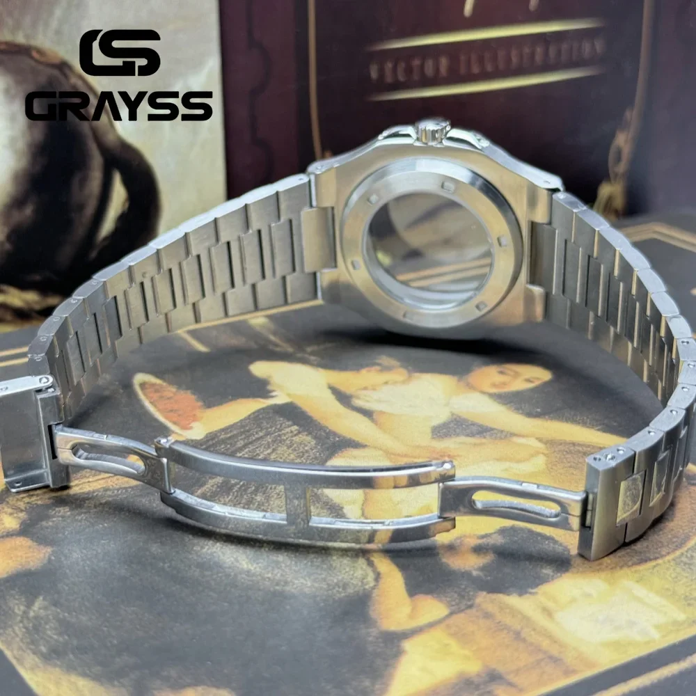 40mm for Nautilus Square Watch Case 316L Steel Bracelet NH34 NH35 NH36 Movement Sapphire Glass Watch Spare Part